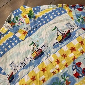 Jams World Shirt Mens XL Multicolor Nautical Boats Anchors Aloha Hawaiian Camp